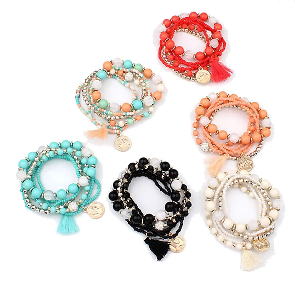 

Multilayer Elastic Beads Bracelets Bangle For Women Fashion Jewelry 2020 бѬасле бѬасле Cheap Valentine's Day Free Shipping